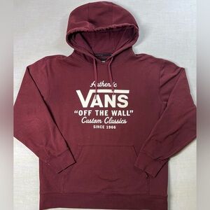 VANS Maroon Red Off the Wall Pullover Hoodie Hooded Sweatshirt Womens Size L